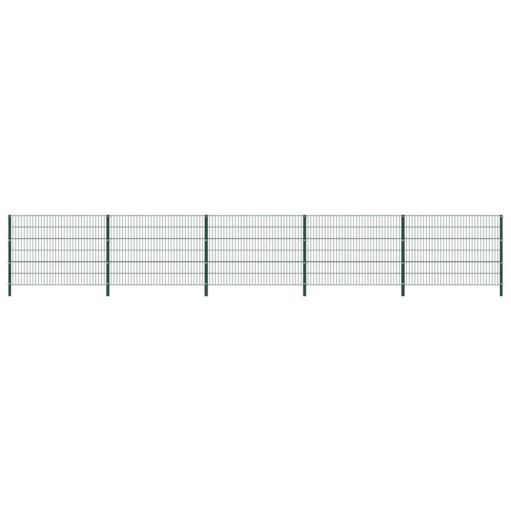 Vidaxl - vidaXL Panneau de clôture avec poteaux Fer 8,5 x 1,2 m Vert - Clôture en fer