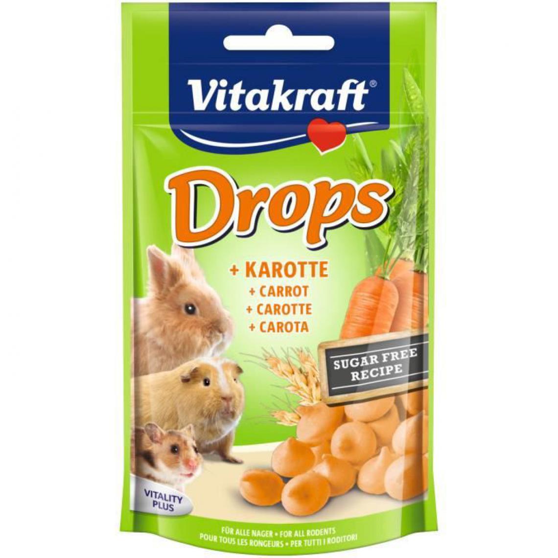 Vitakraft - VITAKRAFT Drops Friandises a la carotte pour Petits Mammiferes - Lot de 9x75g - Croquettes pour chien