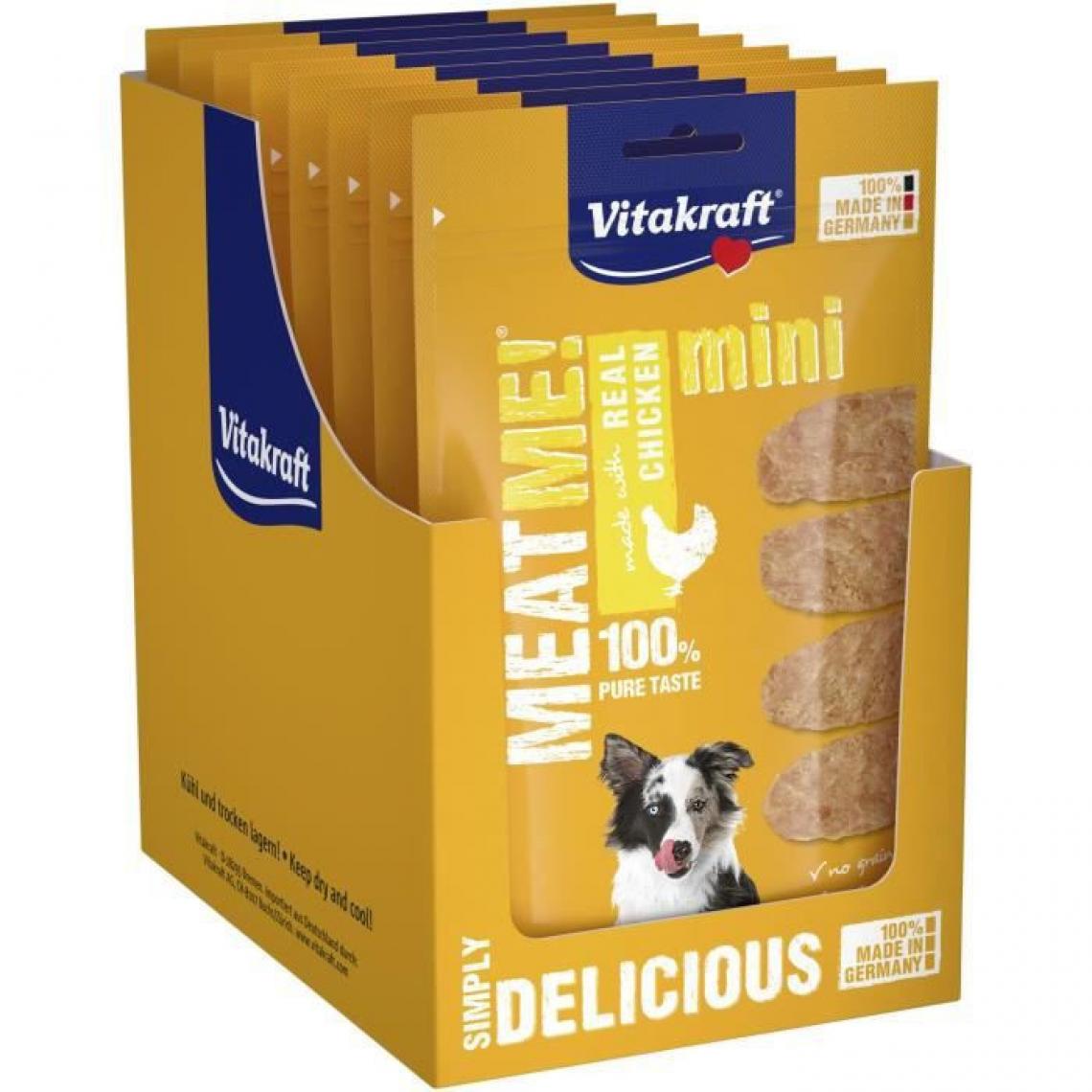Vitakraft - VITAKRAFT MEAT ME! Mini Friandise pour chien au Poulet - Lot de 8 sachets fraicheur de 60 g - Croquettes pour chien