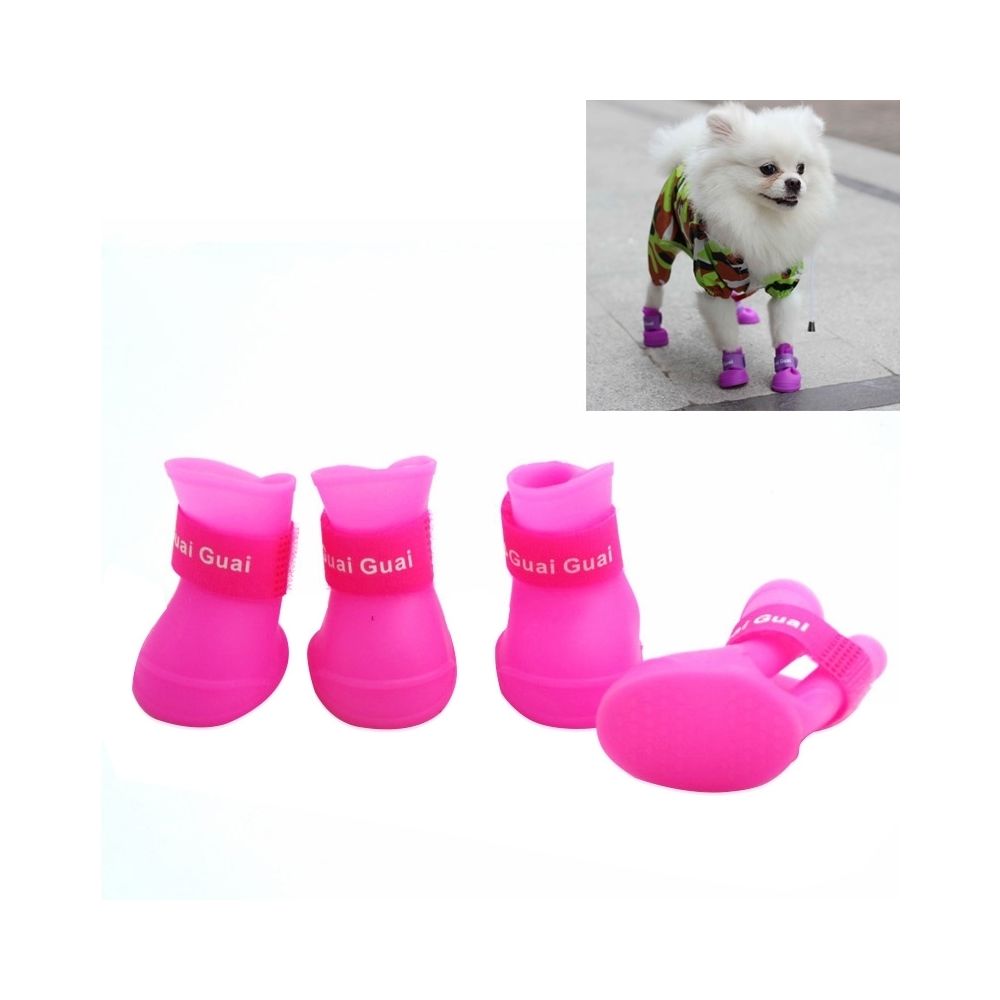 Wewoo - Belles chaussures chien chiot couleur rose bonbon caoutchouc bottes imperméables de pluie, S, taille: 4,3 x 3,3 cm - Vêtement pour chien