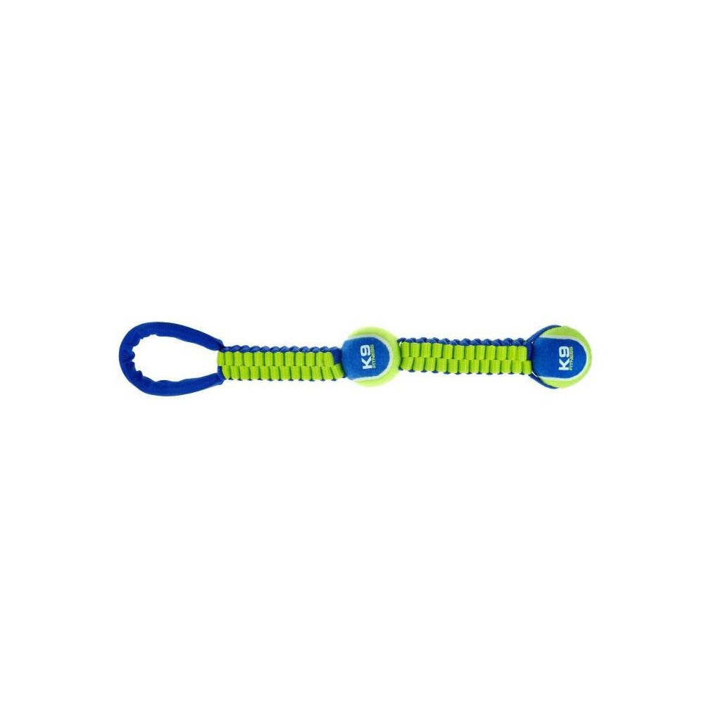 Zeus - ZEUS Double balle tennis 51 cm avec corde - Bleu et vert - Pour chien - Jouet pour chien