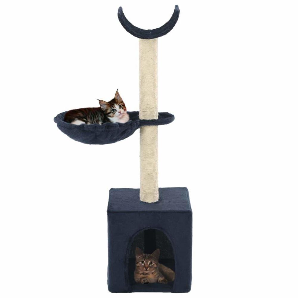 Helloshop26 - Arbre à chat griffoir grattoir niche jouet animaux peluché en sisal 105 cm bleu 3702099 - Arbre à chat