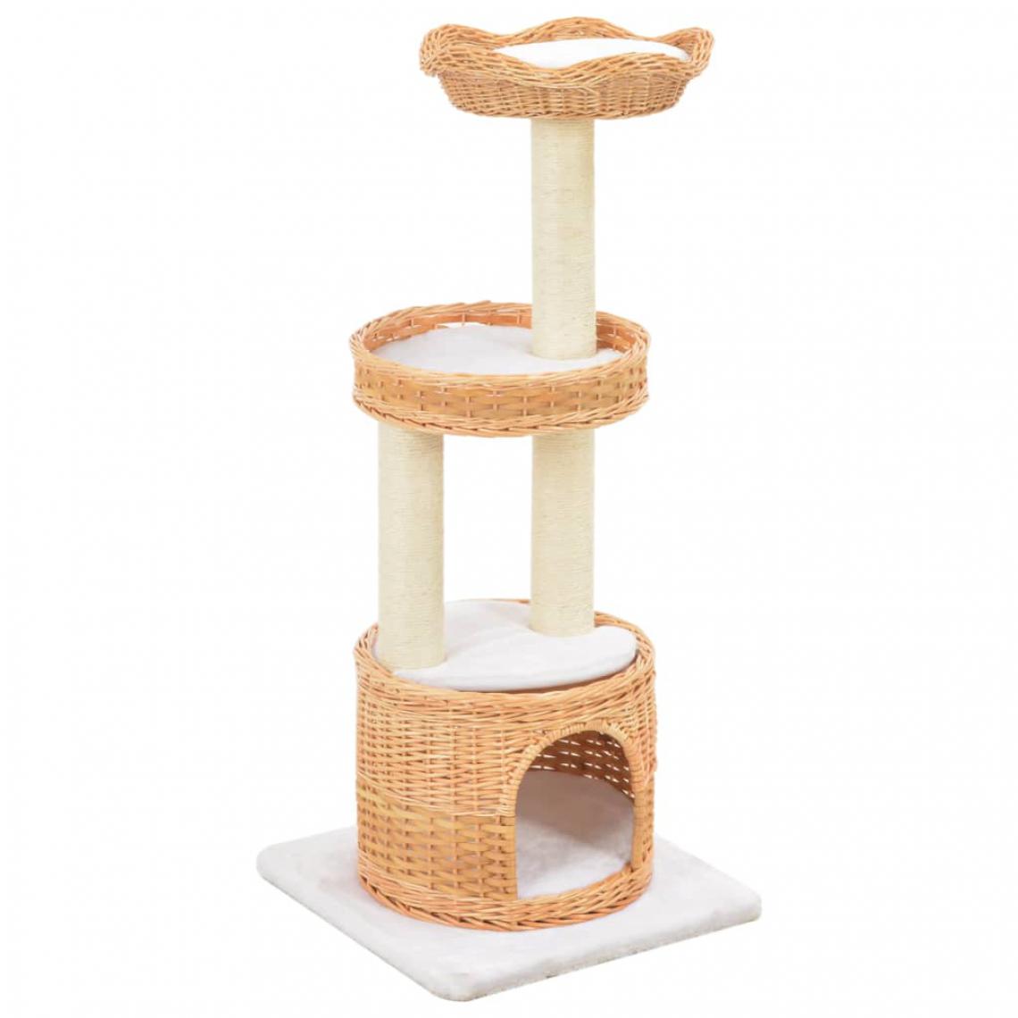 Helloshop26 - Arbre à chat griffoir grattoir niche jouet animaux peluché en sisal naturel bois de saule 3702234 - Arbre à chat