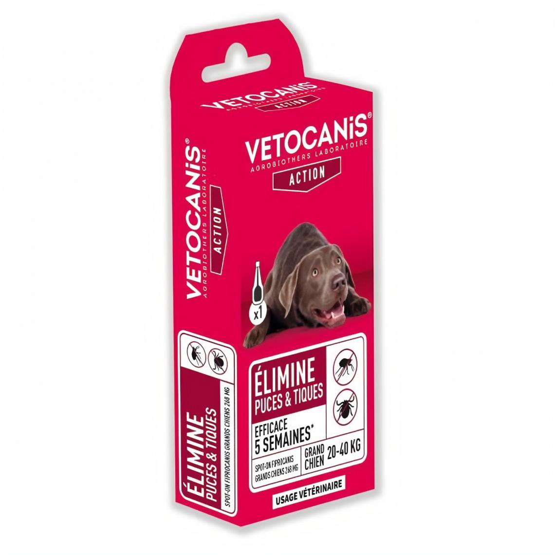 Vetocanis - VETOCANIS Pipette Spot-on Fipronil - Anti-Puces et Anti-Tiques - Pour grand chien - Anti-parasitaire pour chien