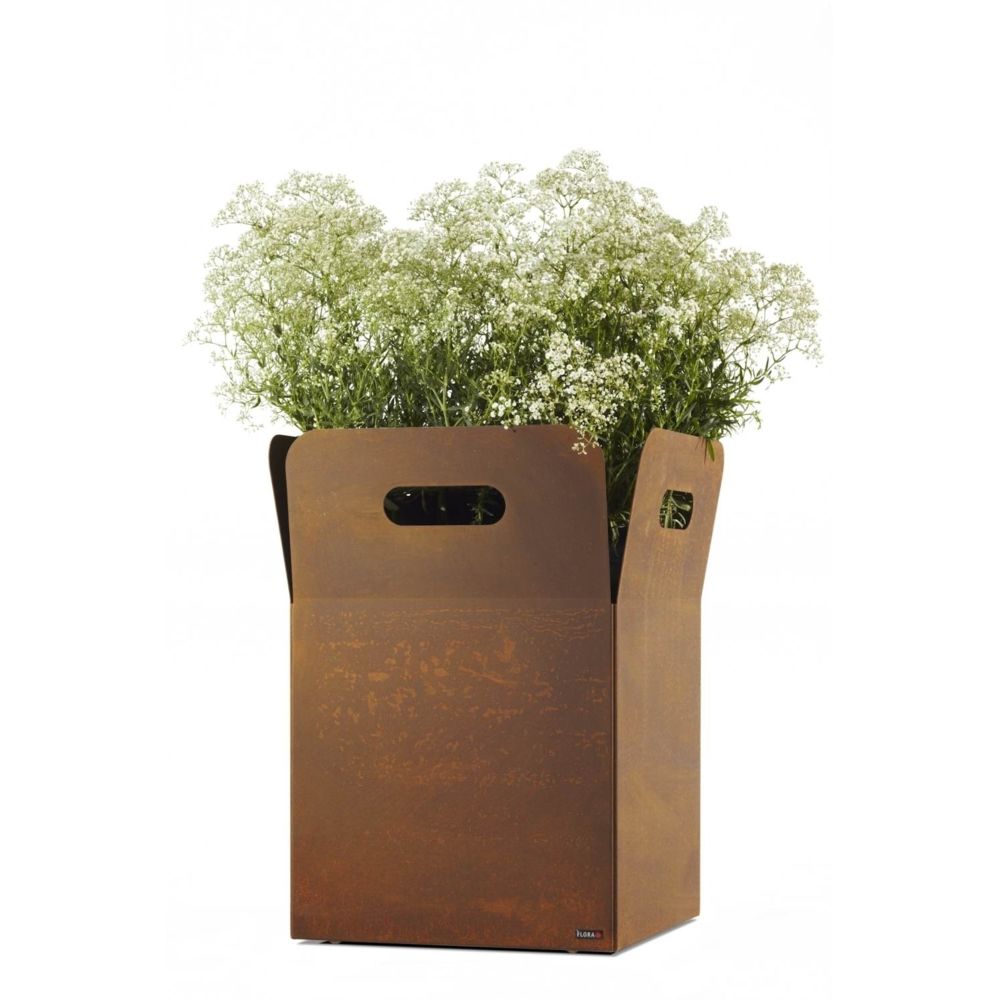 Flora - Jardinière Box - Boîte 40 - perméable à l'eau/extérieur - acier - Poterie, bac à fleurs