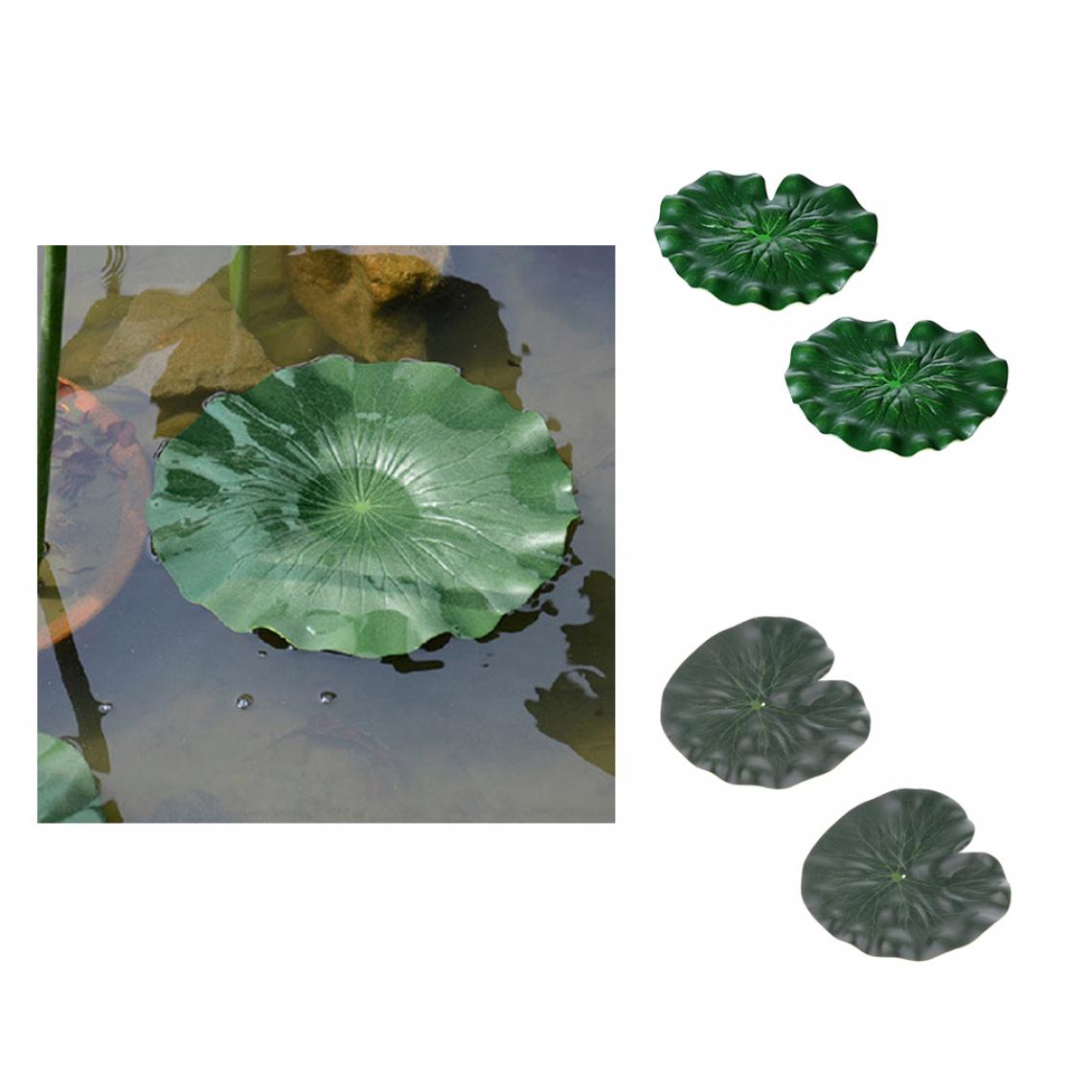 marque generique - 4x Plante Feuilles de Lotus Artificielle en Plastique Vert Décor Aquarium 17cm + 29cm - Décoration aquarium