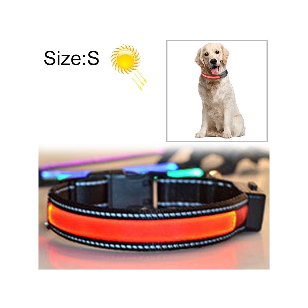 Wewoo - Collier de lumière LED de charge pour animal de compagnie, solaire, moyen et grand, pour animaux de compagnie, taille du tour de cou: S, 35-40cm (rouge) - Collier pour chien