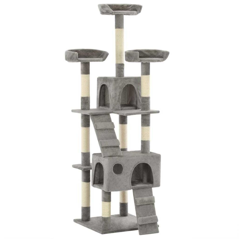 marque generique - Icaverne - Meubles pour chats famille Arbre à chat avec griffoirs en sisal 170 cm Gris - Arbre à chat