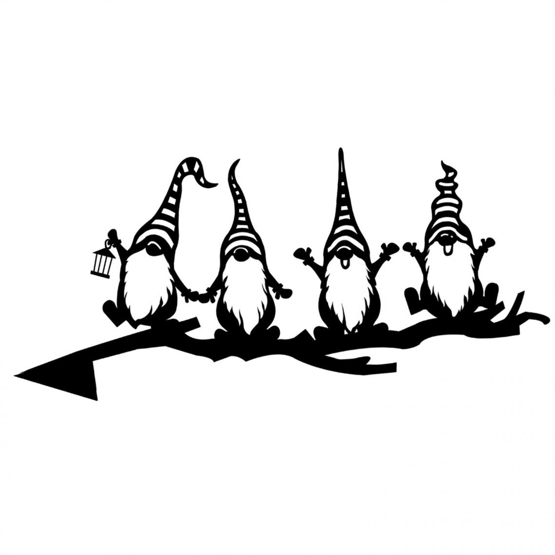 marque generique - Fer Branche D'arbre Gnomes Nain Décoration Jardin Mignon Jardin En Acier Creusé Silhouette Art Ornements pour La Maison Jardin Cour Patio - Petite déco d'exterieur