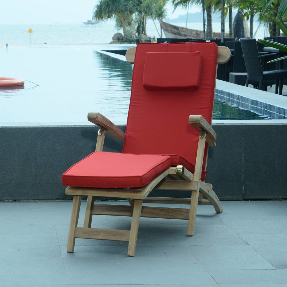Teck'Attitude - Matelas rouge pour chaise longue - Coussins, galettes de jardin