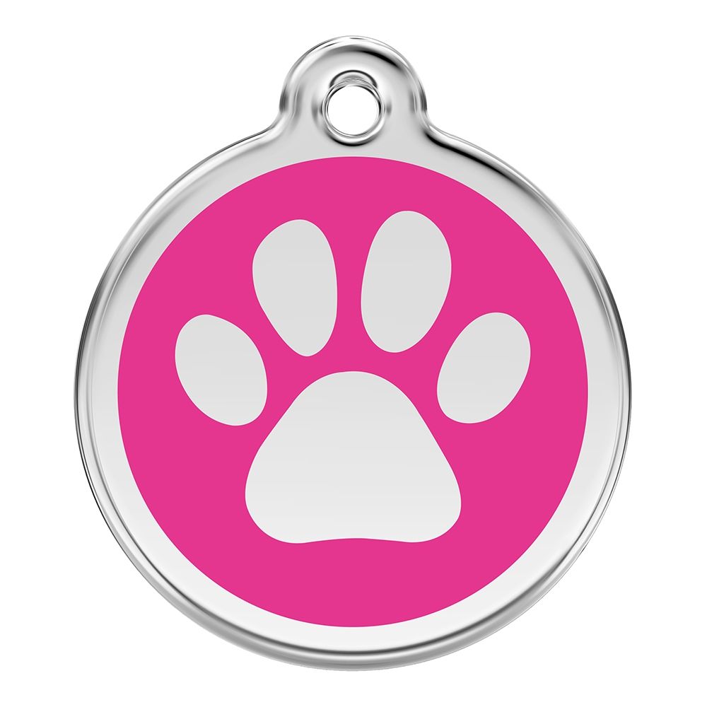 Les Animaux De La Fee - Médaille Chien RED DINGO Patte Rose 20mm - Collier pour chien