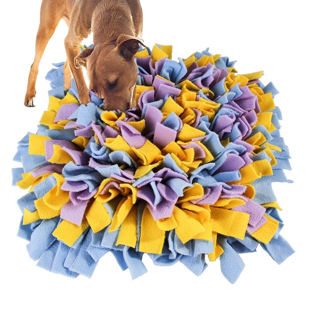 Wewoo - Jouet pour Puzzle mordant chien chat fourrage reniflant tapis Slow Food couverture de formation de jaune bleu - Jouet pour chien