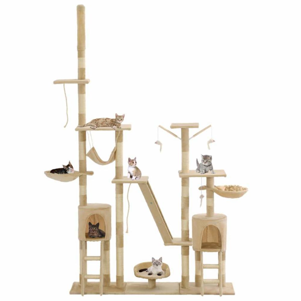 Helloshop26 - Arbre à chat griffoir grattoir niche jouet animaux peluché en sisal 230-250 cm beige 3702048 - Arbre à chat