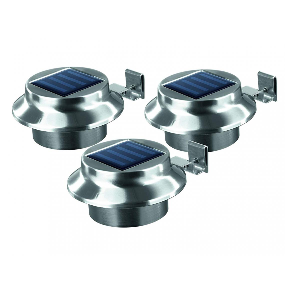 Inconnu - Lampe solaire de gouttière easymaxx 0612 LED set de 3 blanc chaud acier inoxydable (brossé) 3 pc(s) - Eclairage solaire