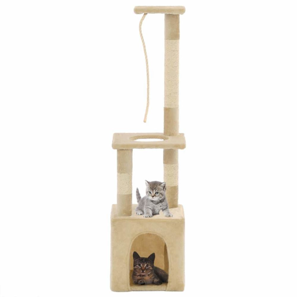 Helloshop26 - Arbre à chat griffoir grattoir niche jouet animaux peluché en sisal 109 cm beige 3702208 - Arbre à chat
