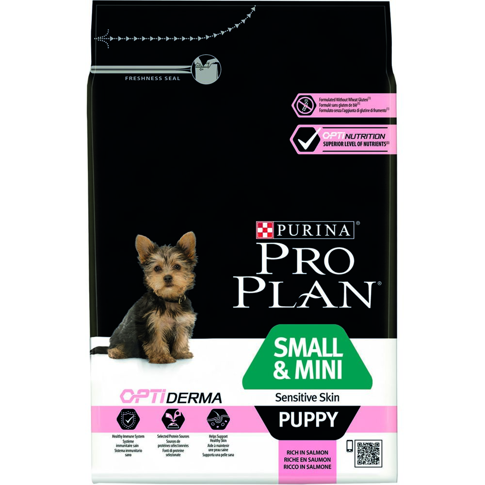 Proplan - PRO PLAN Sensitive Skin Optiderma - Croquettes au saumon - Pour chiot de petite taille - 3 kg - Croquettes pour chien