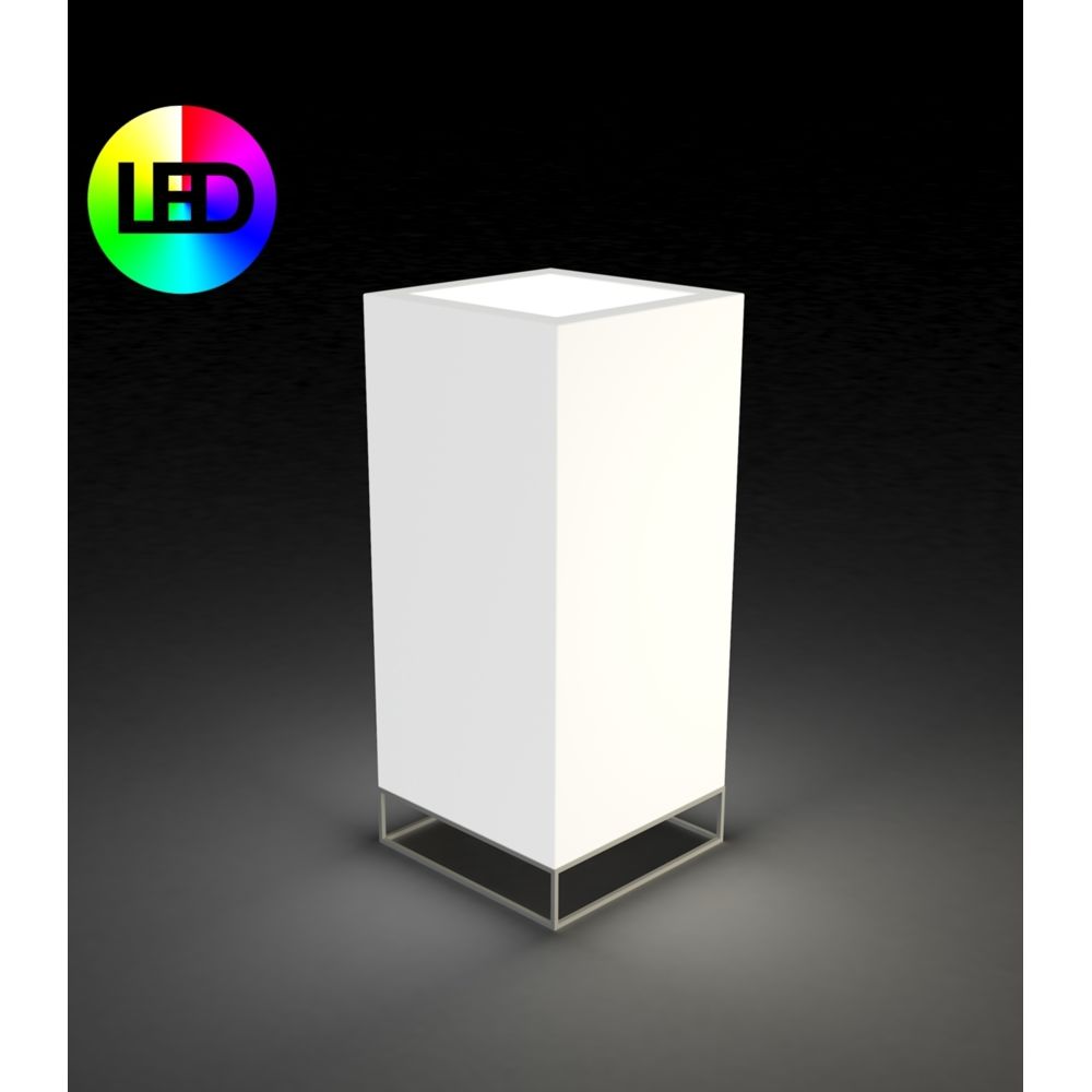 Vondom - Pot de fleurs VELA High Cube - LED de couleur - blanc glace (transparent) - 40 x 40 x 90 cm - Poterie, bac à fleurs