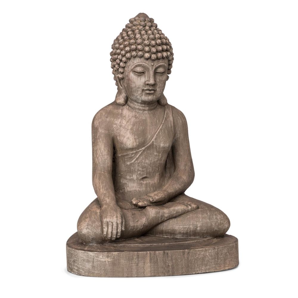 Blumfeldt - Blumfeldt Gautama Statue décorative de jardin - Sculpture style zen 43 x 61 x 34 cm - Protection UV & antigel - Fibrociment marron - Petite déco d'exterieur