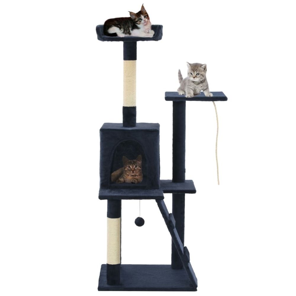 marque generique - Contemporain Accessoires pour chats selection Manama Arbre à chat avec griffoirs en sisal 120 cm Bleu foncé - Arbre à chat