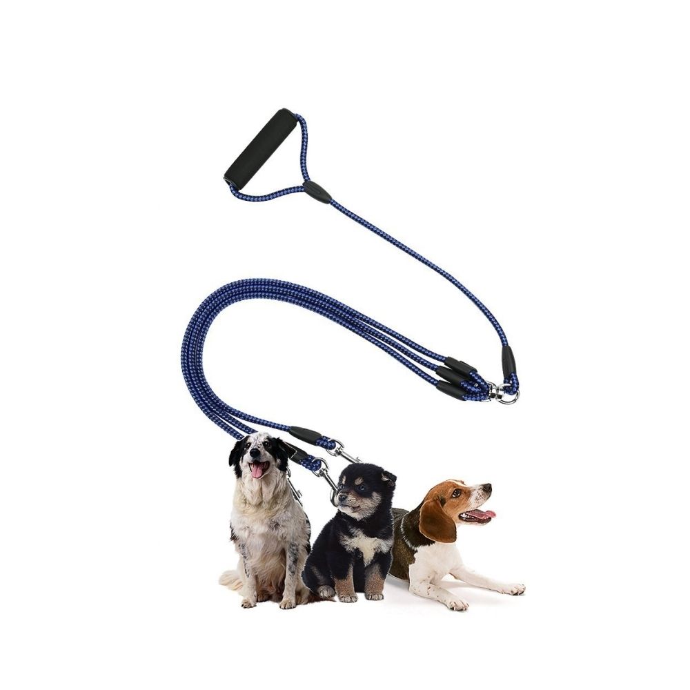 Wewoo - Pour Animal de compagnie Nylon bleu 3 en 1 avec poignée, Longueur: 124cm de Pet Corde de traction - Laisse pour chien