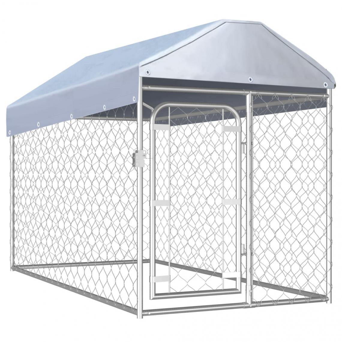 Helloshop26 - Chenil extérieur cage enclos parc animaux chien d'extérieur avec toit pour chiens 125 cm 02_0000325 - Clôture pour chien