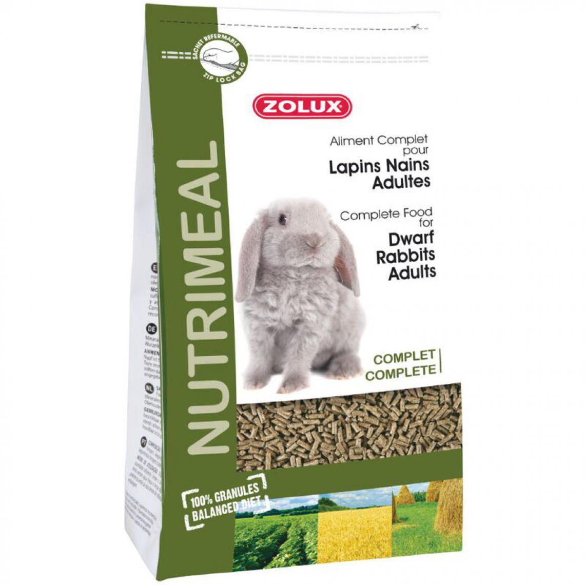 Zolux - Granulés complets pour lapins nains adultes Nutrimeal 2.5 kg - Alimentation rongeur