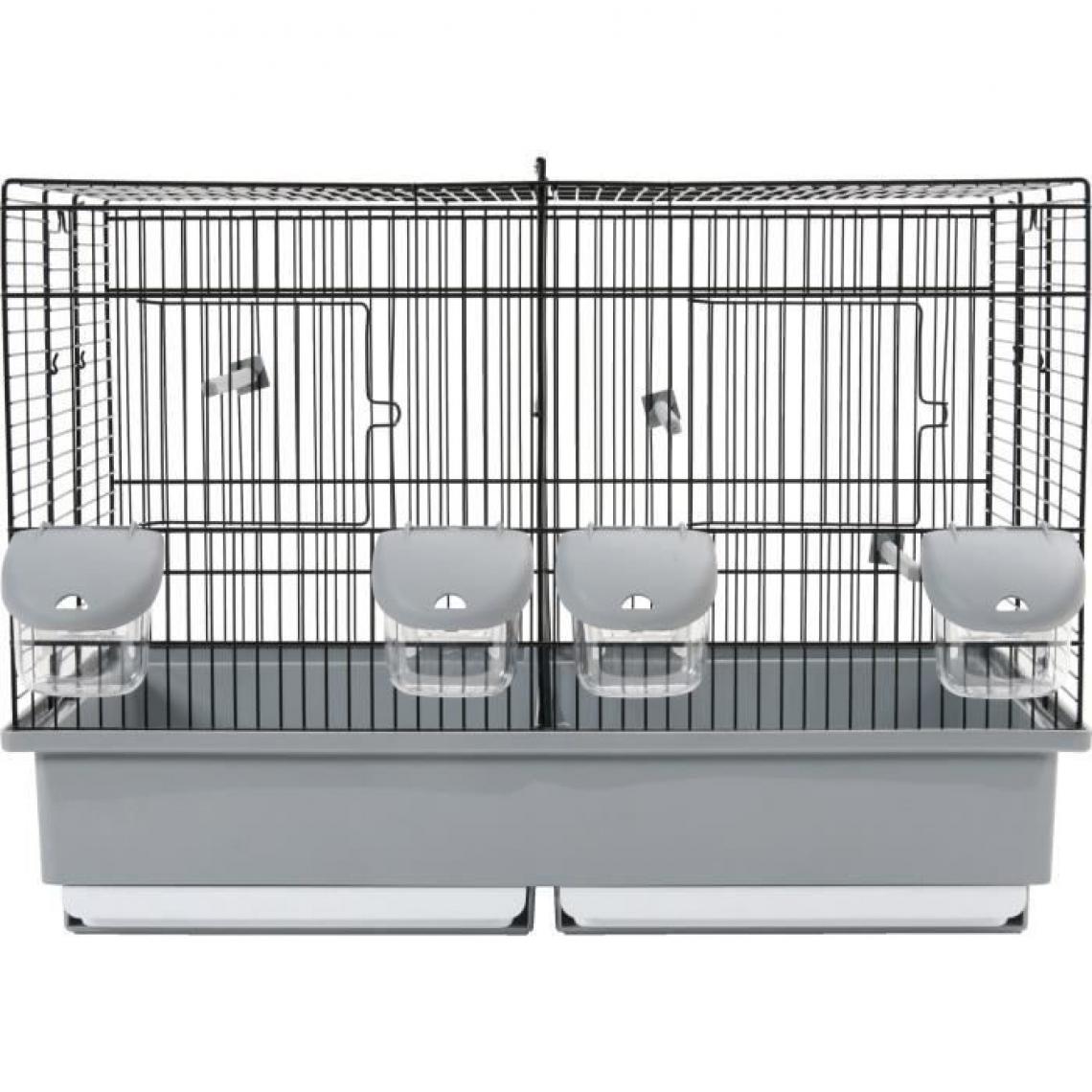 Icaverne - VOLIERE - CAGE OISEAU Cage élevage pour oiseaux - L 57 x P 31 x H 41 cm - Noir et gris - Cage à oiseaux