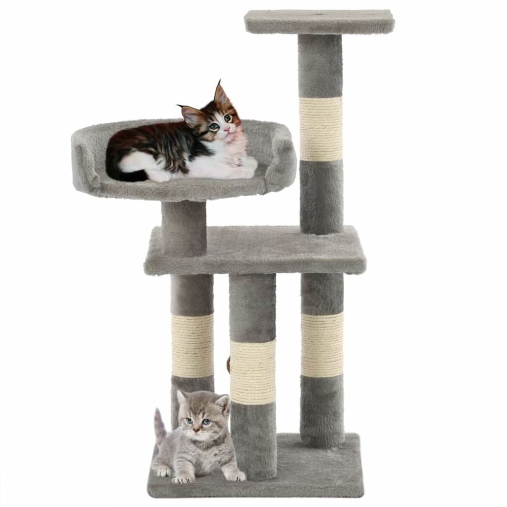 marque generique - Icaverne - Meubles pour chats gamme Arbre à chat avec griffoirs en sisal 65 cm Gris - Arbre à chat