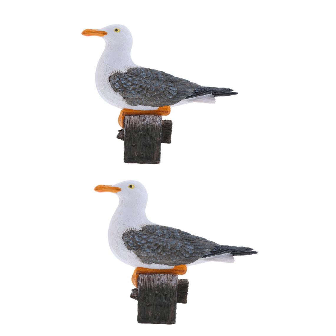 marque generique - 2pcs Figurines Mouette Oiseaux Simulation Animal Sculpture Décor Seagull Résine - Petite déco d'exterieur