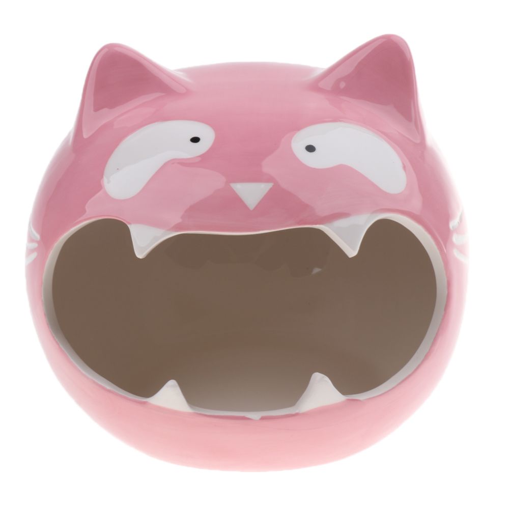 marque generique - Belle hamster en céramique en forme de chat Literie Hideout Nest Chinchilla Cage Pink - Cage pour rongeur