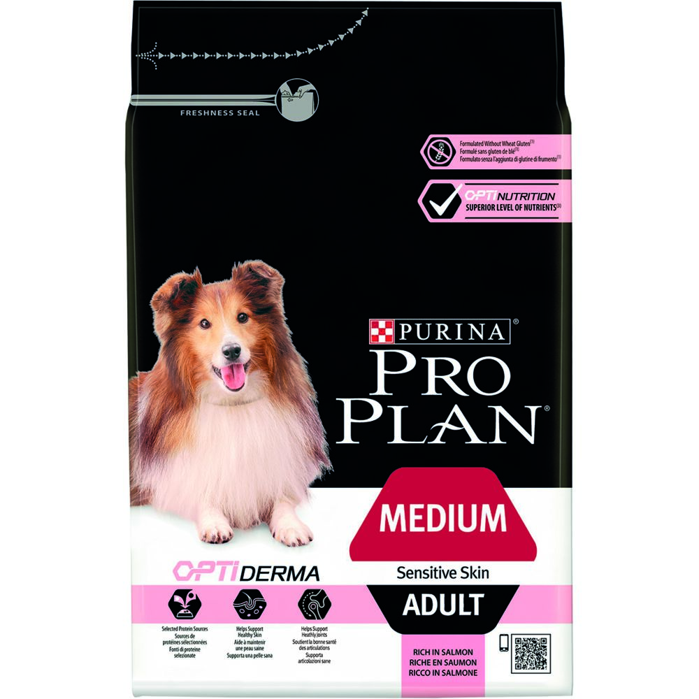 Proplan - PRO PLAN Sensitive Skin Optiderma Croquettes - Riche en saumon - Pour chiens adultes de taille moyenne - 14 kg - Croquettes pour chien