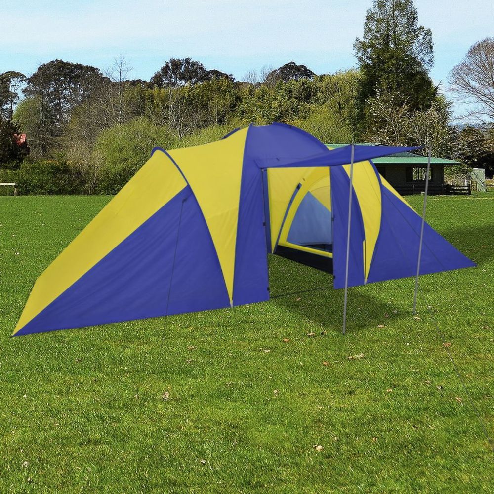 Vidaxl - vidaXL Tente de camping pour 6 personnes Bleu marine/jaune - Pergolas et Tonnelles