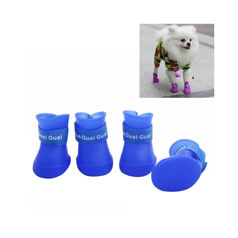 Wewoo - Belles chaussures chien chiot couleur bleu bonbon caoutchouc bottes imperméables de pluie, S, taille: 4,3 x 3,3 cm - Vêtement pour chien