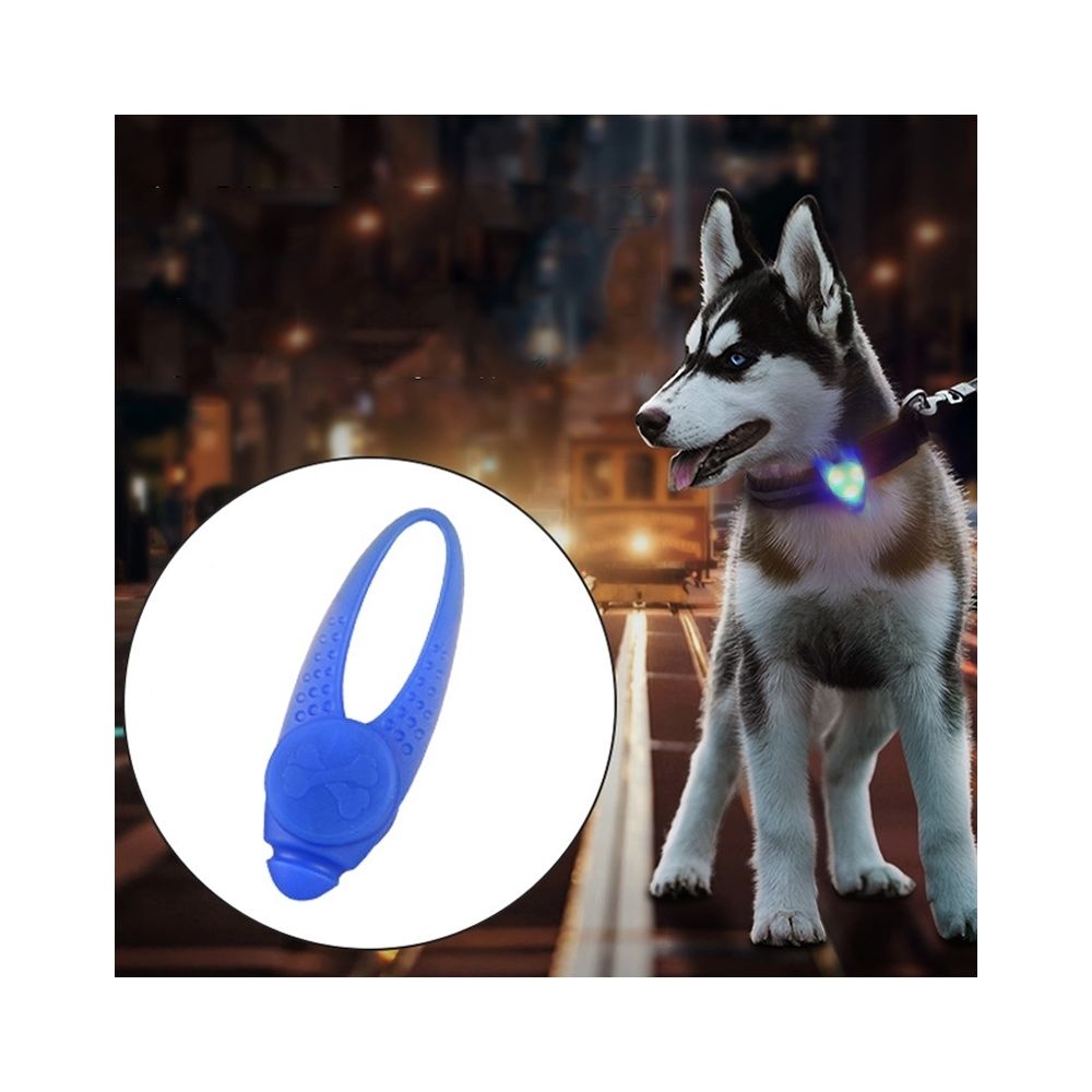 Wewoo - Pendentif en silicone pour collier de sécurité LED animaux de compagnie bleu - Vêtement pour chien