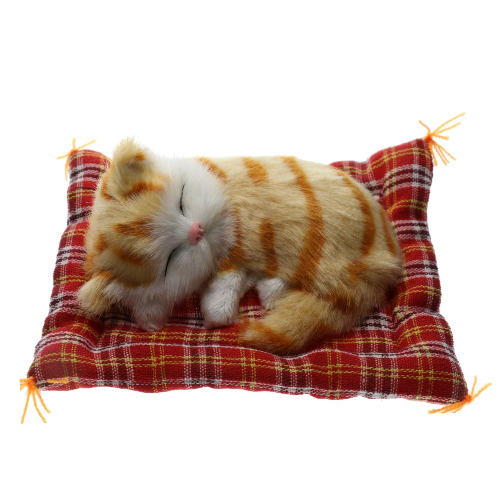 marque generique - dormir chat décor peluche presse en peluche son simulation chaton animal jaune - Petite déco d'exterieur