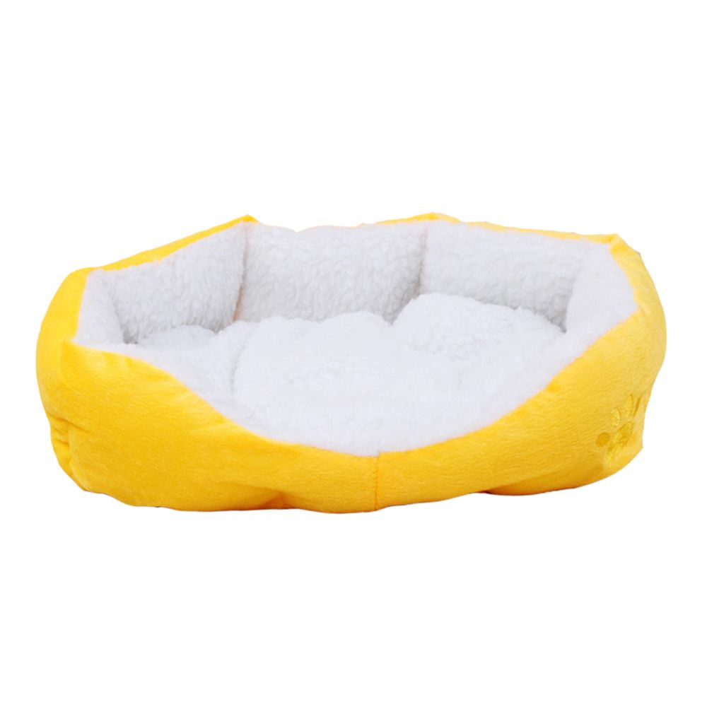 marque generique - Petite maison pour animaux de compagnie en peluche lit chien matelas chiot chenil chat tapis de lit jaune - Cage pour rongeur