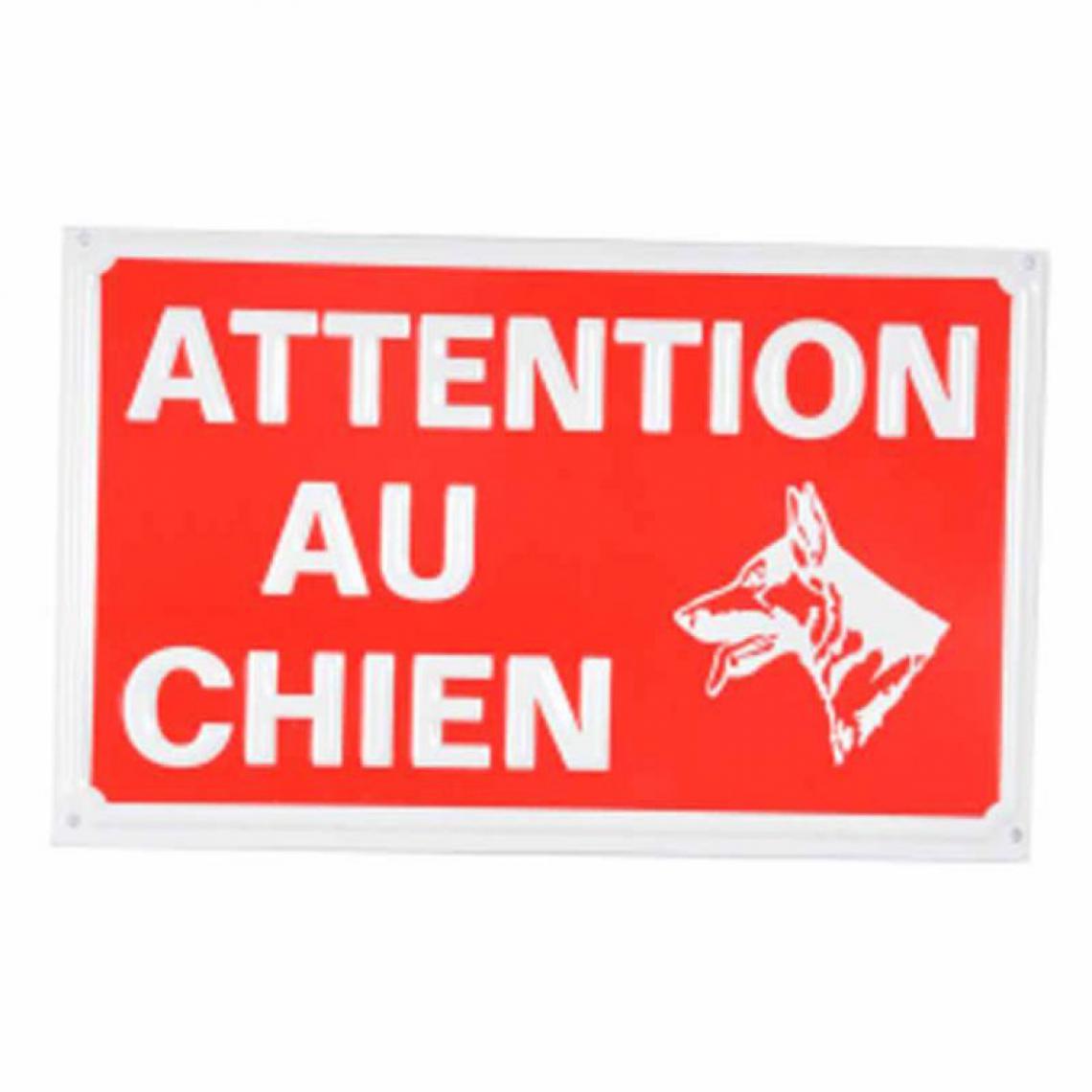 Paris Prix - Plaque Décorative Attention au Chien 16cm Rouge - Jouet pour chien