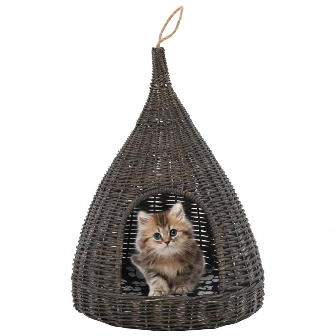 Uco - UCO Panier pour chats avec coussin Gris 40x60 cm Saule naturel - Arbre à chat