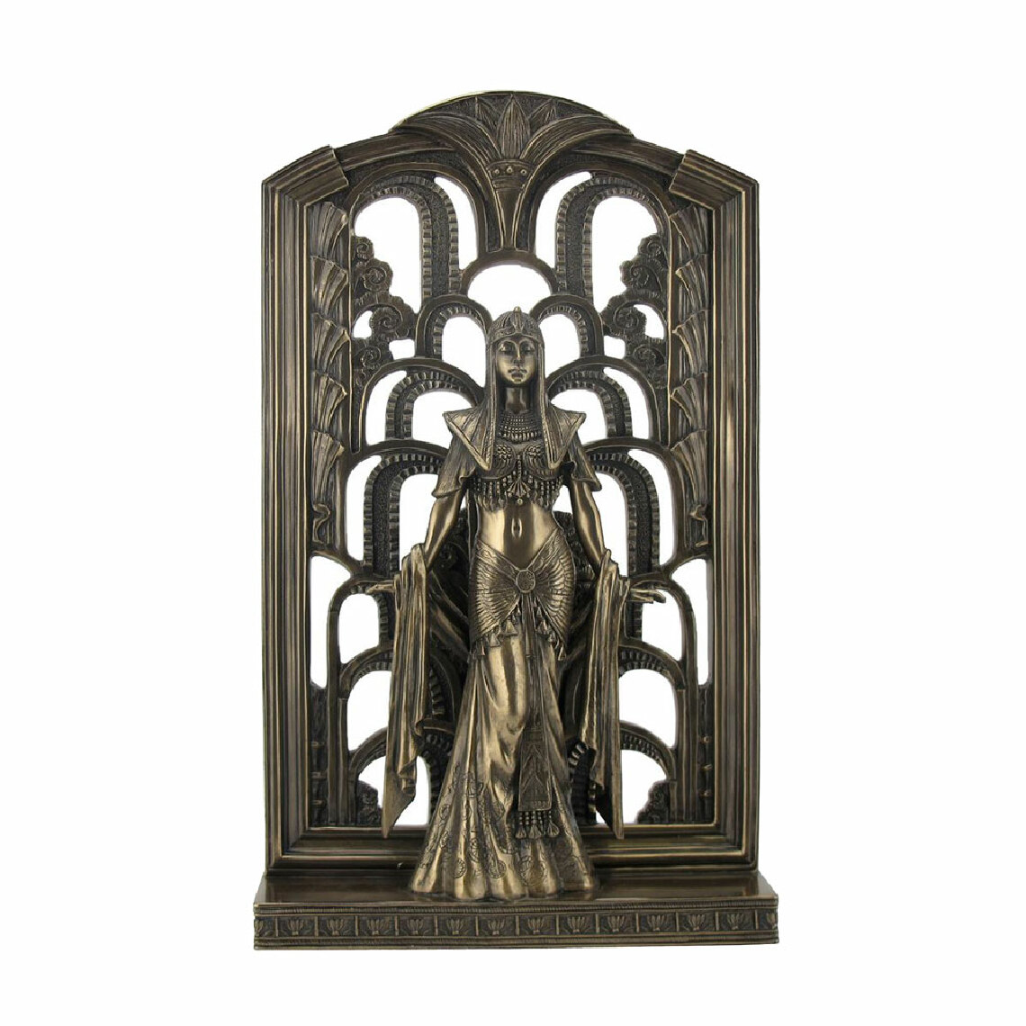 Signe - Statue Reine dÉgypte en résine aspect bronze - Petite déco d'exterieur