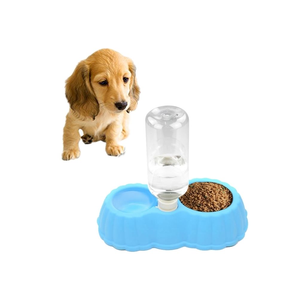 Wewoo - Gamelle bleu Plat de nourriture de chat de forme de potiron + bols doubles d'eau potable avec le distributeur automatique de l'eau, taille: S - Gamelle pour chat