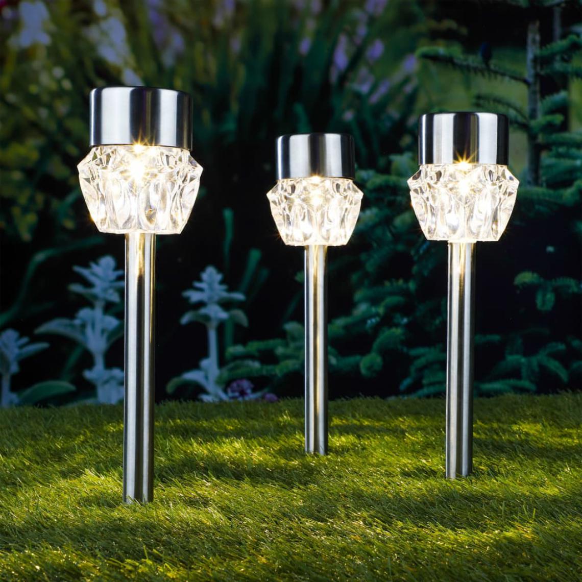 Hi - HI Lampes LED solaires sur piquet pour allées 3 pcs Crystal - Lampadaire