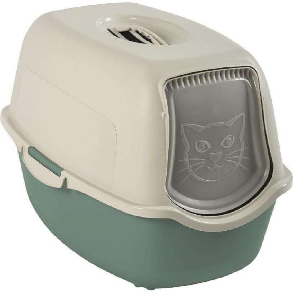 Cstore - Maison de toilette - Vert d'eau & Blanc (PP Recyclé) - 56 x 40 x 39 cm - Litière pour chat