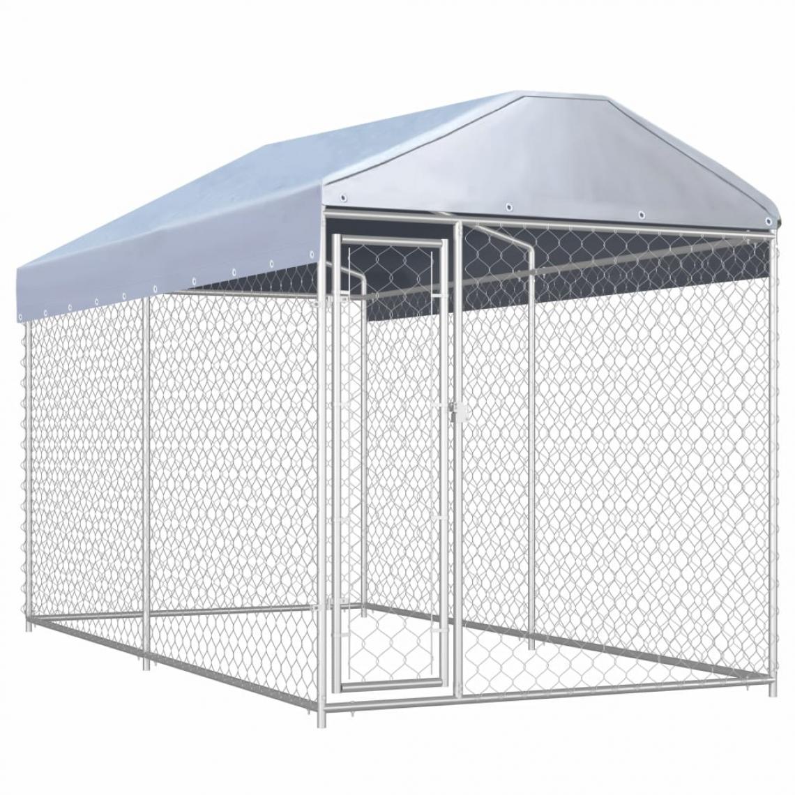 Helloshop26 - Chenil extérieur cage enclos parc animaux chien d'extérieur avec toit pour chiens 225 cm 02_0000329 - Clôture pour chien
