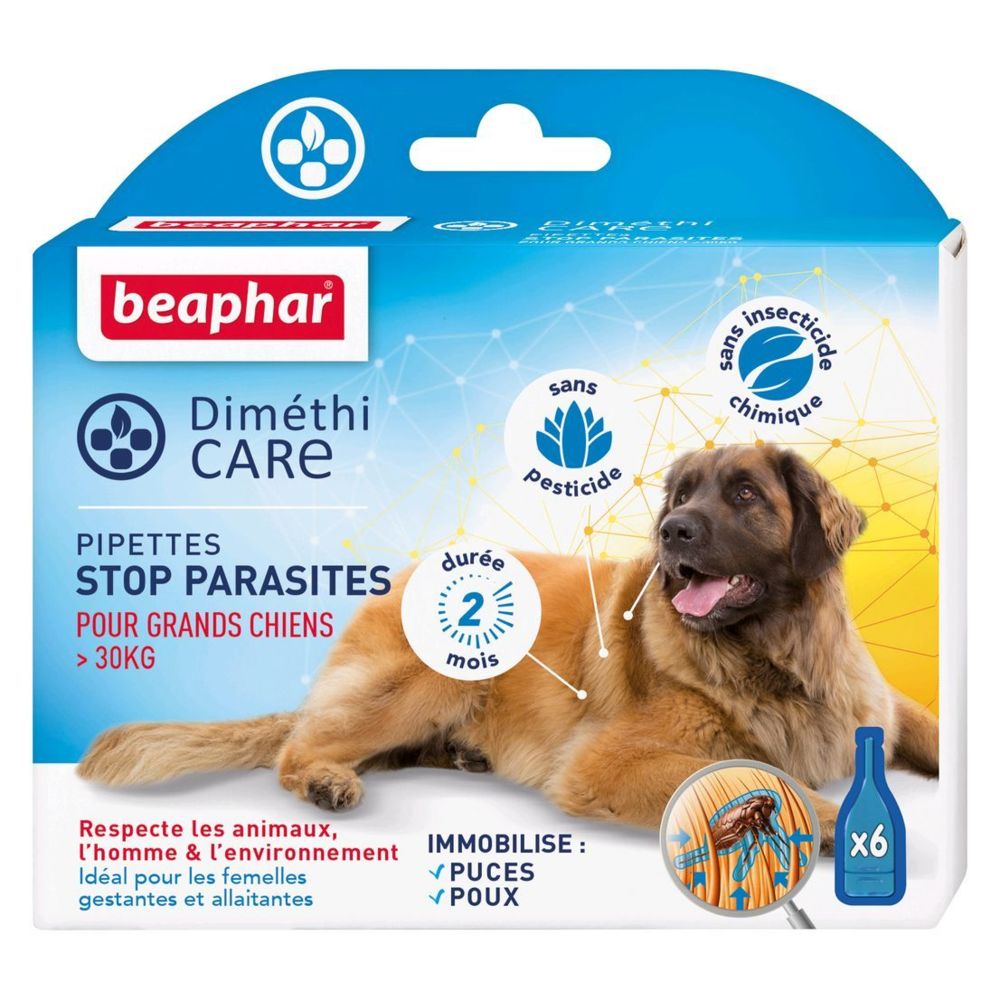 Beaphar - DiméthiCARE Pipettes Antiparasitaires Grand Chien >30 kg - Anti-parasitaire pour chien