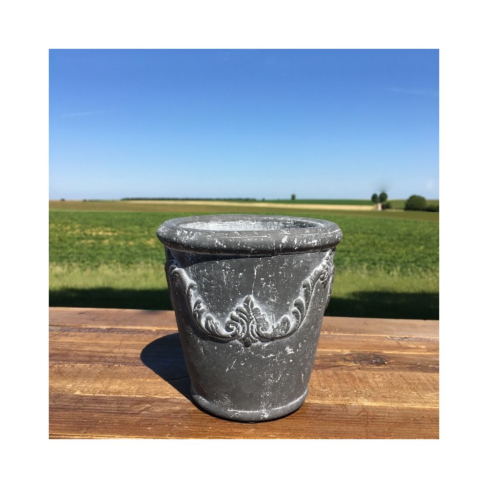 L'Originale Deco - Pot Cache Pot Style Ancien Antique de Charme Terre Cuite ø 13.50 cm x 13.50 cm - Poterie, bac à fleurs