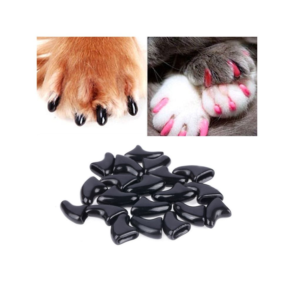 Wewoo - 20 PCS Silicone Soft Cat Nail Caps / Griffe de patte de chat / Protecteur d'ongle pour animal de compagnie / Cache-ongle de chatTaille L Noir - Hygiène et soin pour chat