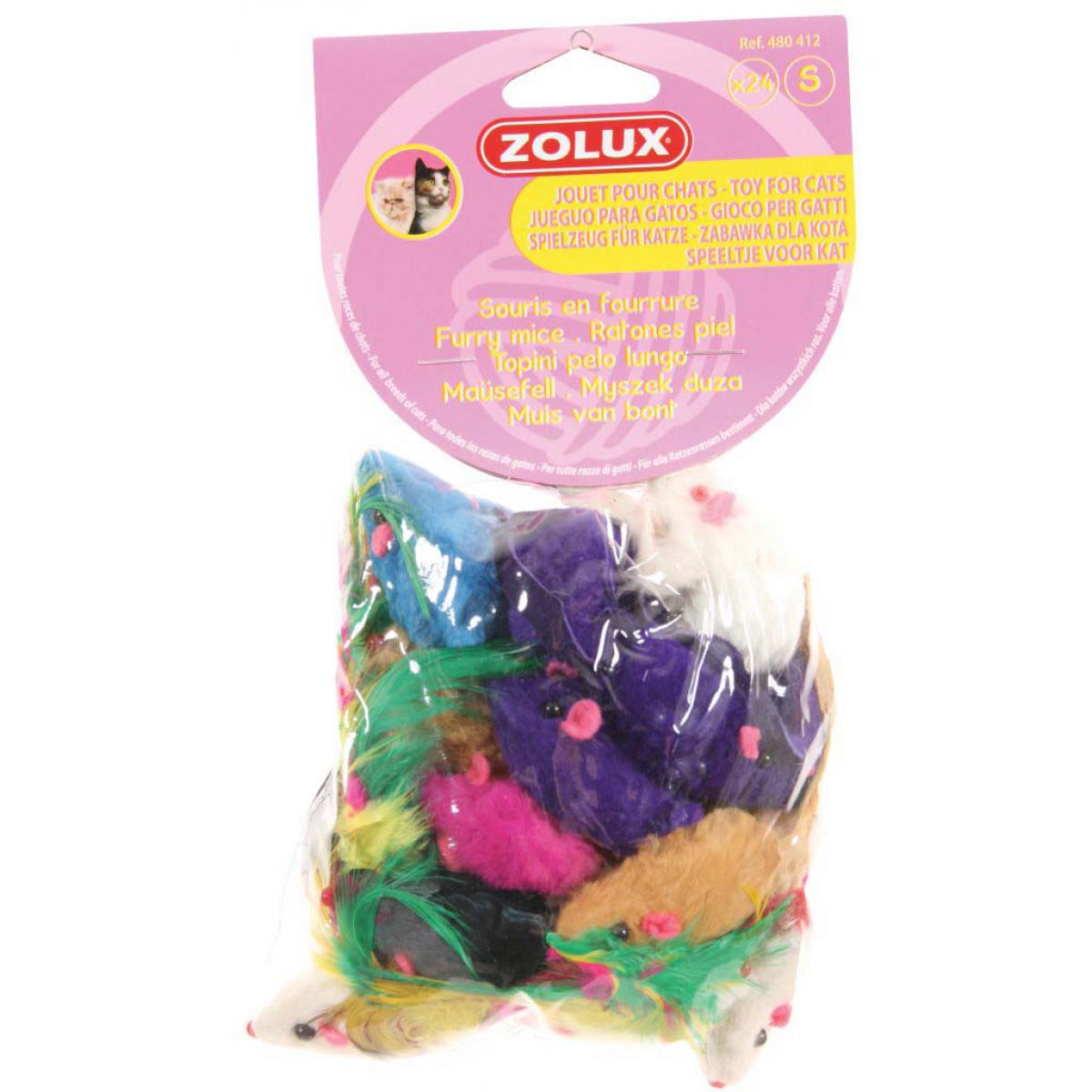 Zolux - 24 jouets pour chat Souris en fourrure - Arbre à chat