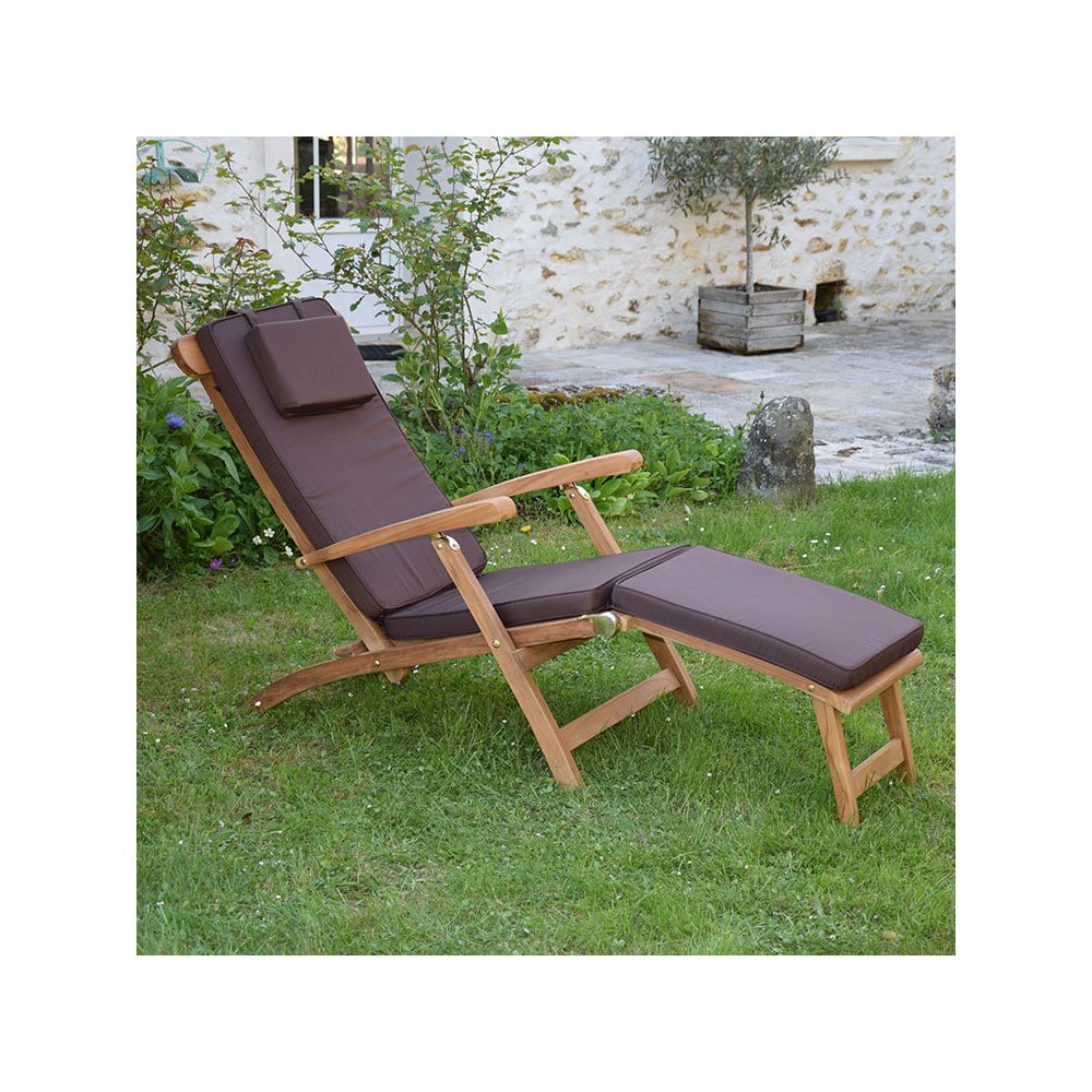 Teck'Attitude - Matelas chocolat pour chaise longue - Coussins, galettes de jardin