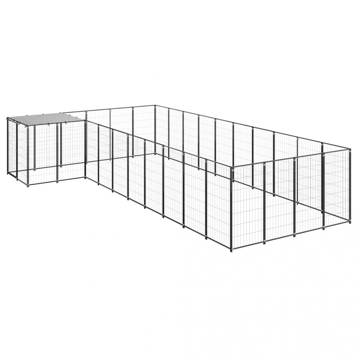 Helloshop26 - Chenil extérieur cage enclos parc animaux chien 13,31 m² 110 cm acier noir 02_0000494 - Clôture pour chien