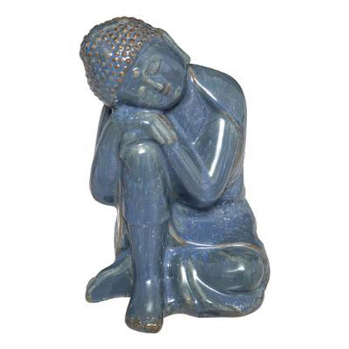 Pp No Name - Statuette Déco Bouddha Assis 21cm Bleu - Petite déco d'exterieur